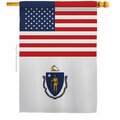 Guarderia 28 x 40 in. USA Massachusetts American State Vertical House Flag with Double-Sided Banner Garden GU3904760